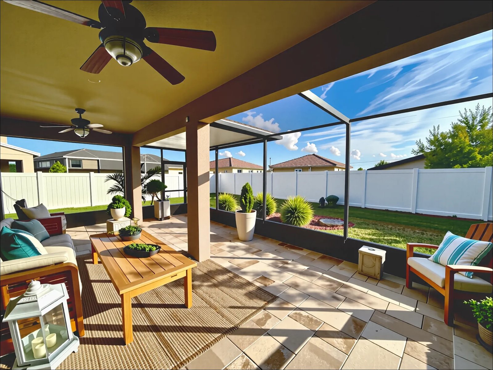 GRACO Hybrid Screen Room Pavers and furnished GRACO Hybrid Screen Room Pavers and furnished