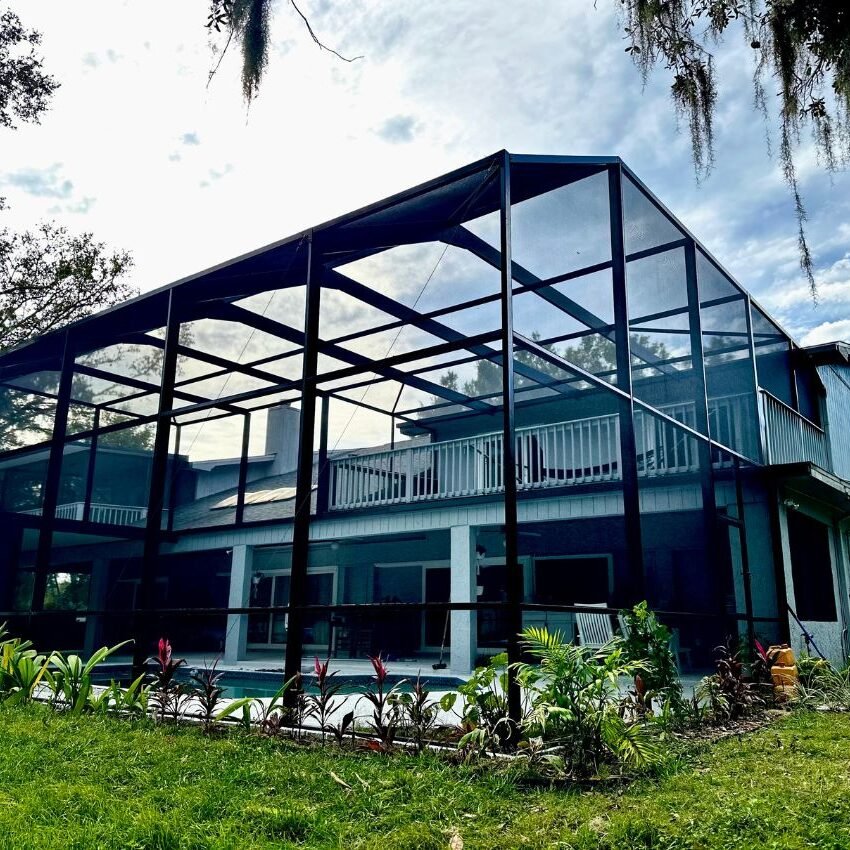 Ruskin a large enclosure over a pool